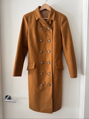 Aritzia Style Wool Cashmere Blend Camel Coat Double Breasted XS